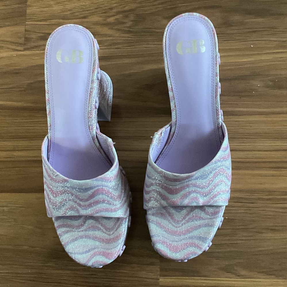 GB girls Pastel Lilac and Pink Wavy Platform Slides